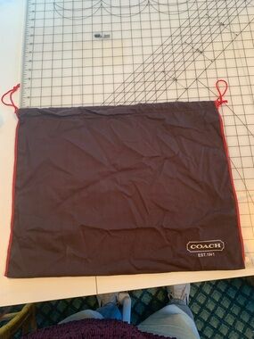 Coach Brown Drawstring Dust Bag with Red Trim